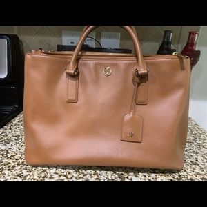 Used tan Tory Burch Robinson tote